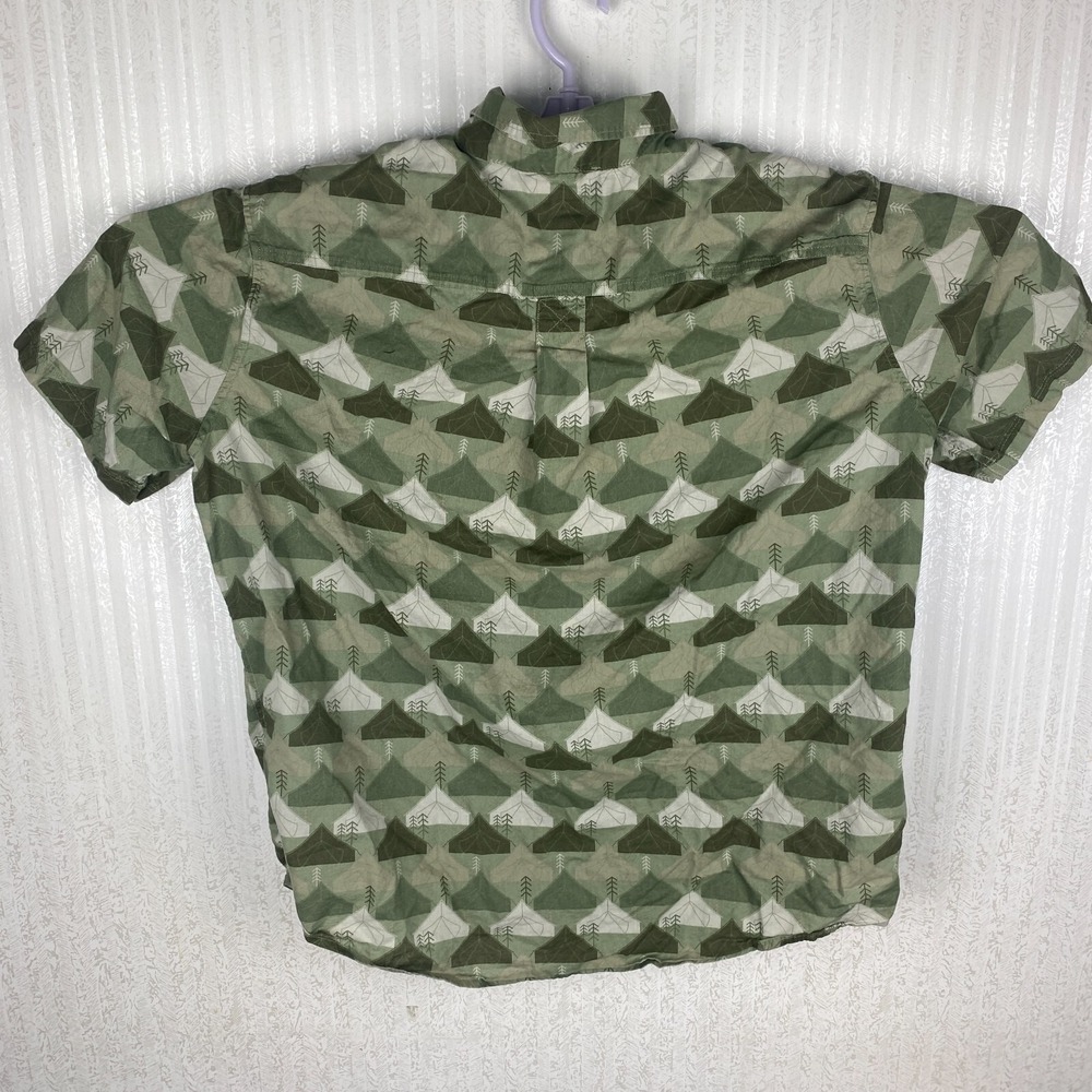 Eddie Bauer Mens Green Short Sleeve Baja Tent Print Button Down Shirt Size L - Picture 2 of 16